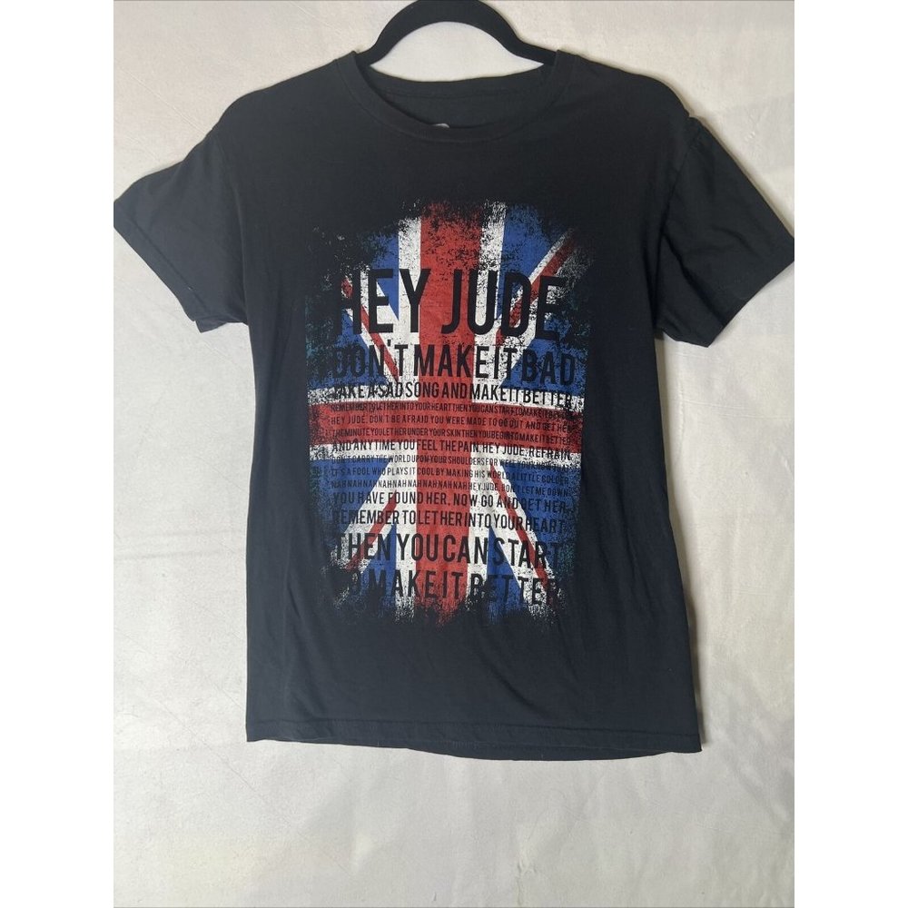 The Beatles Hey Jude Graphic T-shirt Short Sleeve Small Song Lyrics Retro Lennon